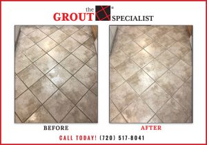 Before and after tile cleaning service by The Grout Specialist, showcasing remarkable transformation