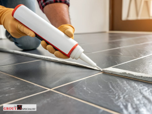Caulking & Recaulking process being applied to seal gaps and prevent moisture intrusion and mold growth.